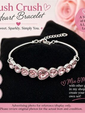 paparazzi Pink Heart Crystal Bracelet - Silver-Tone